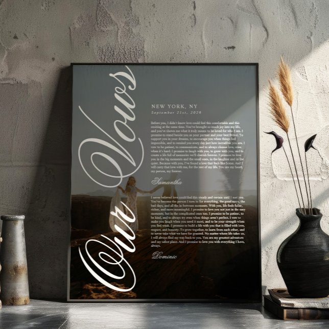 Elegant Modern Script Wedding Vows w/ Photo Poster (Creator Uploaded)