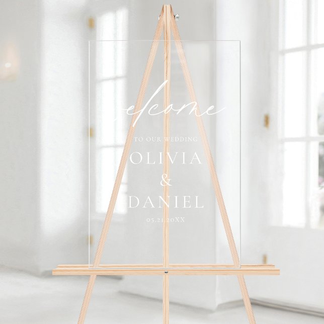 Elegant Modern Script Wedding Welcome Elegant Acrylic Sign (Creator Uploaded)