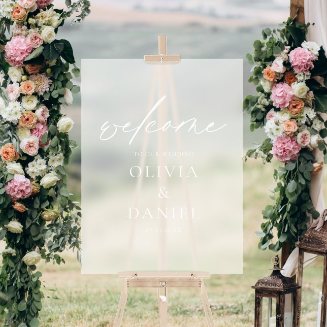 Elegant Modern Script Wedding Welcome Elegant Acrylic Sign (Creator Uploaded)