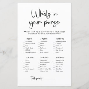 Elegant Modern Script   What's In Your Purse Game