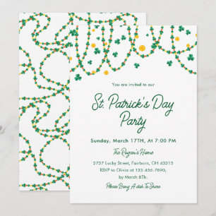 Elegant Modern Shamrock Clover Saint Patrick's Day Invitation