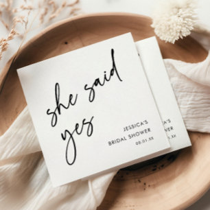 Elegant Modern She Said Yes Bridal Shower Napkin
