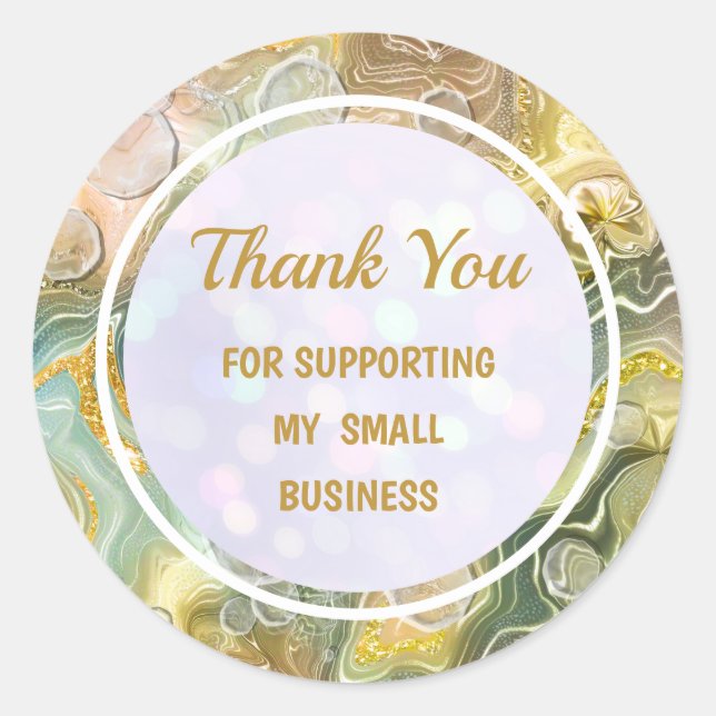 Elegant Modern Shiny Colourful Liquid Thank You Classic Round Sticker (Front)