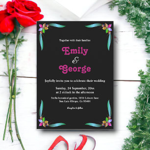 Elegant Modern Shiny Faux Foil Floral Wedding Invitation