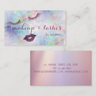 Elegant  Modern Shiny, Glitter Lips,Lashes Opal Business Card
