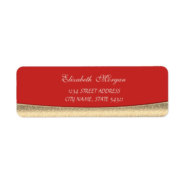 Elegant,Modern ,Shiny,Gold,Red    Address Label (Front)
