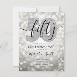 Elegant Modern Silver 50th Birthday Party Invitation