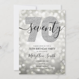Elegant Modern Silver 70th Birthday Party Invitation