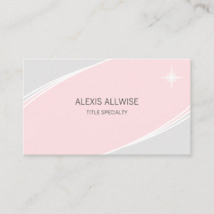Elegant Modern Silver, Coral Pink & White Business Card