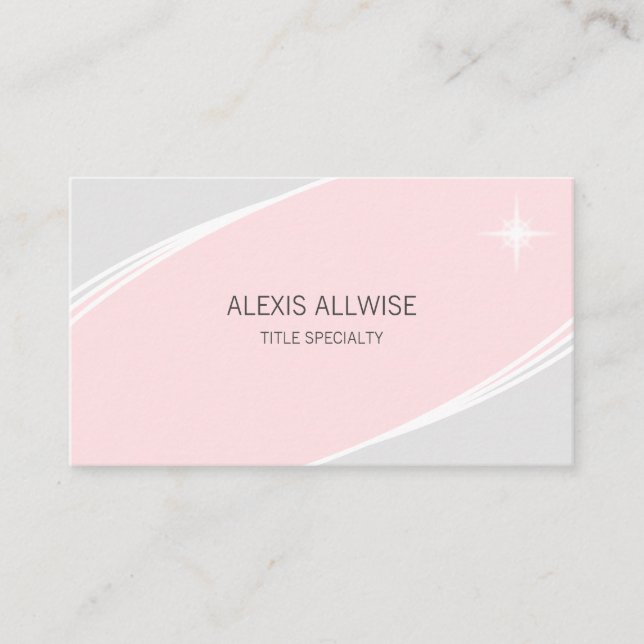 Elegant Modern Silver, Coral Pink & White Business Card (Front)