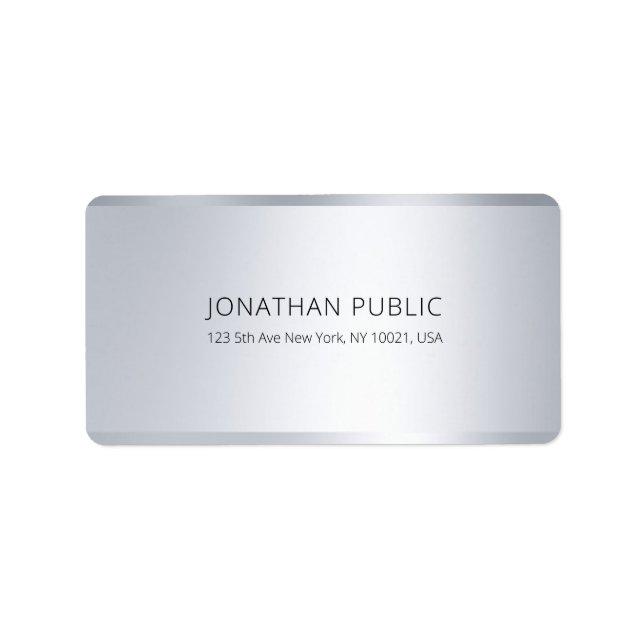 Elegant Modern Silver Custom Simple Chic Address Label (Front)