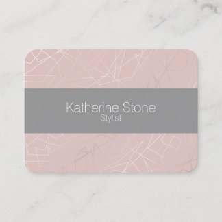 Elegant modern silver geometric triangles pink business card