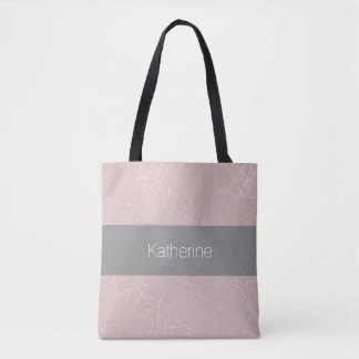 Elegant modern silver geometric triangles pink tote bag