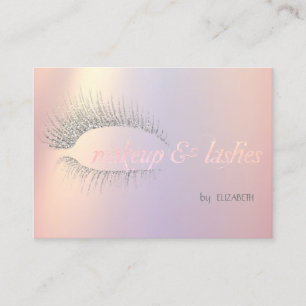 Elegant Modern Silver Glitter Lashes, Makeup Business Card