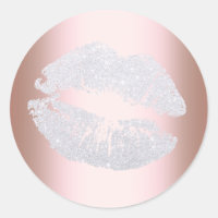 Elegant modern silver glitter lips rose gold