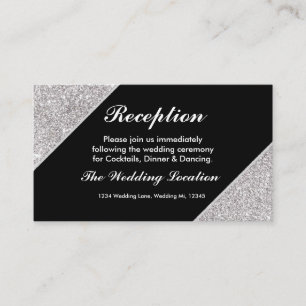 Elegant modern silver glitter on Black Enclosure Card