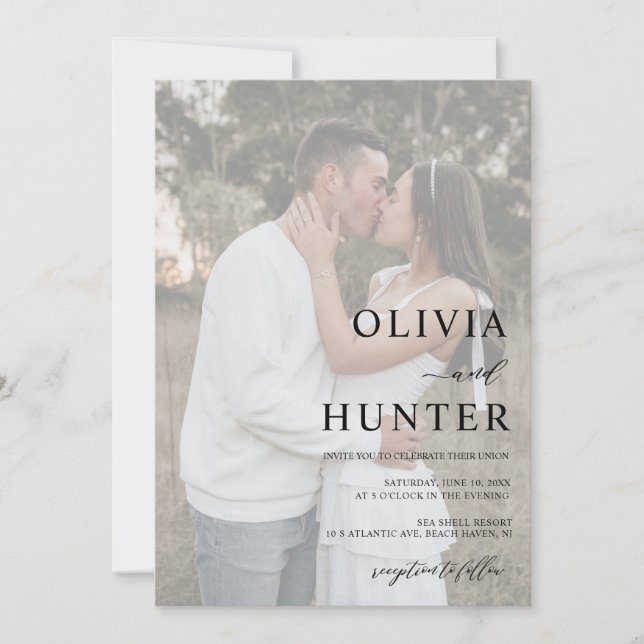 Elegant Modern Silver Grey Wedding Photo Invitation (Front)