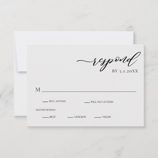 Elegant Modern Silver Grey Wedding RSVP Card (Front)