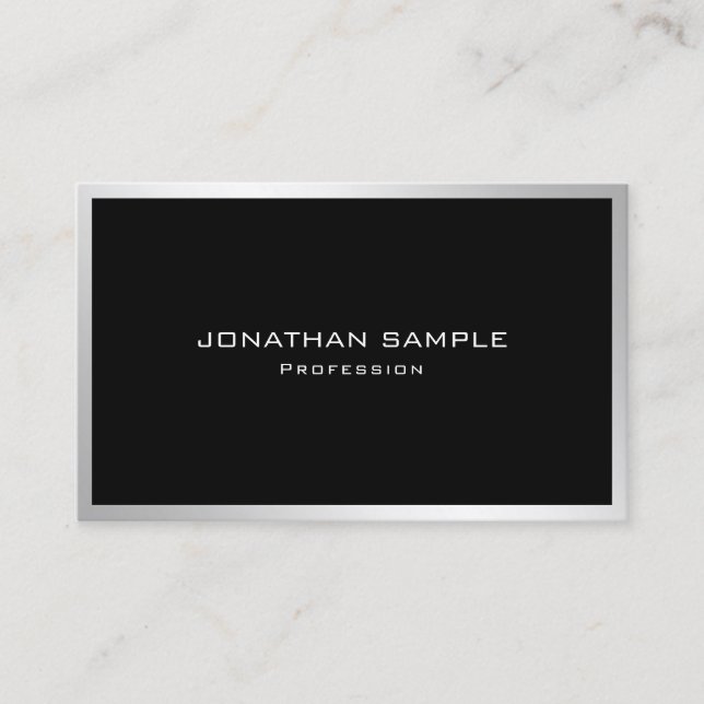 Elegant Modern Silver Professional Simple Plain Business Card (Front)
