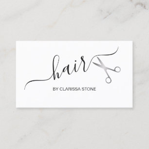 Elegant & modern silver scissors hairstylist business card