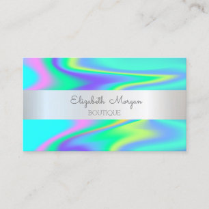 Elegant Modern Silver Stripe, Holographic Business Card