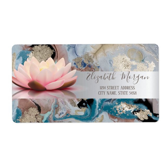 Elegant Modern Silver Stripe Lotus Marble  (Front)