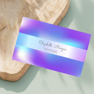 Elegant Modern Silver Stripe,Ombre Holographic Business Card