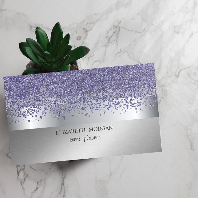 Elegant Modern,Silver Stripe Violet Diamonds Business Card (Creator Uploaded)