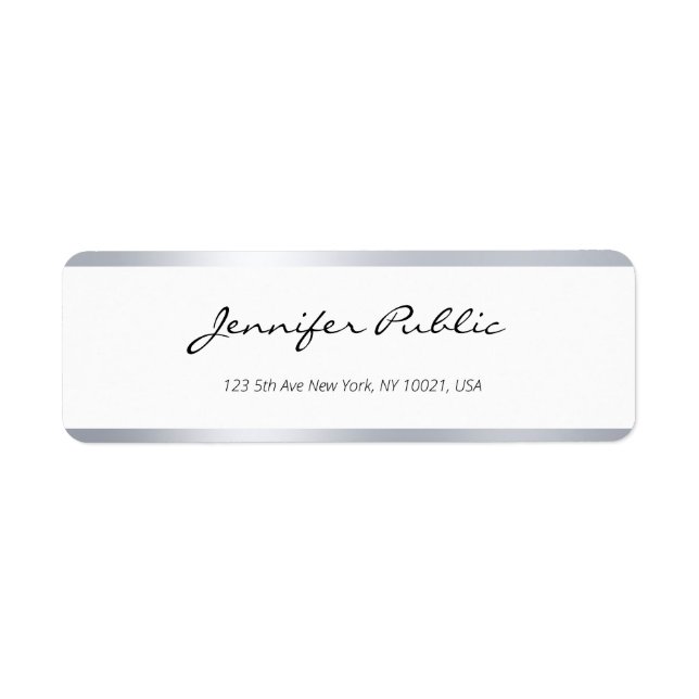 Elegant Modern Silver White Handwritten Script Top (Front)