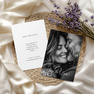 Elegant Modern Simple Black and White Photo Save The Date