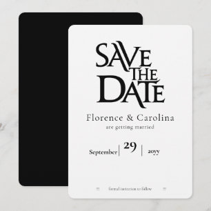 Elegant Modern Simple Black on White Save The Date