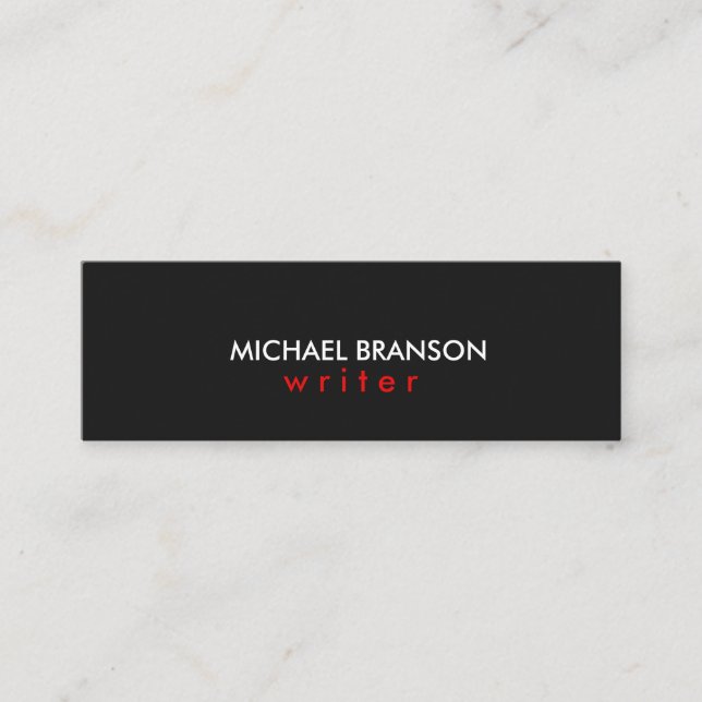 Elegant Modern Simple Black RED Minimalist Mini Business Card (Front)