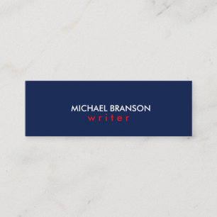Elegant Modern Simple Blue RED Minimalist Mini Business Card