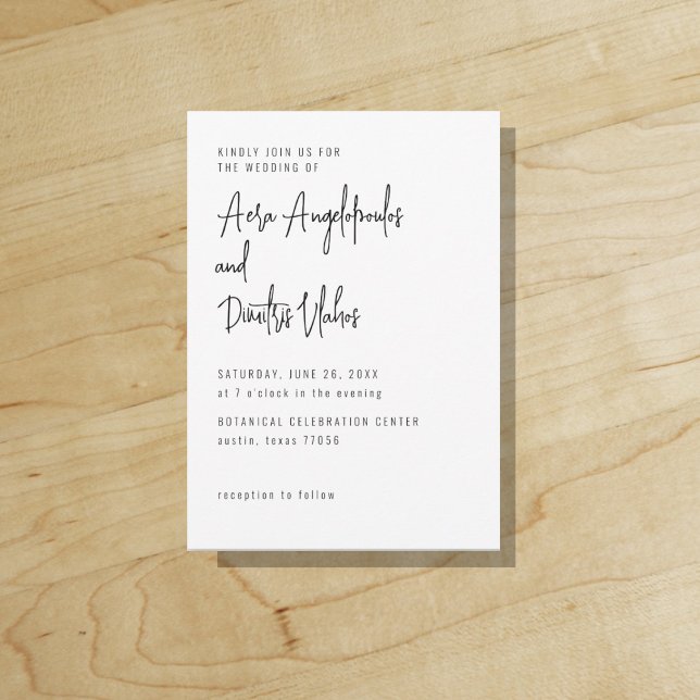 Elegant Modern Simple Budget Wedding Invitation ("Everyday is abundantly beautiful." 
Sincerely Best Wishes from Lucky Design World)