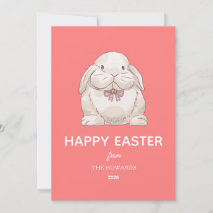 Elegant Modern Simple Bunny Happy Easter Photo Holiday Card
