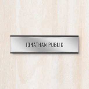 Elegant Modern Simple Custom Text Silver House Door Sign