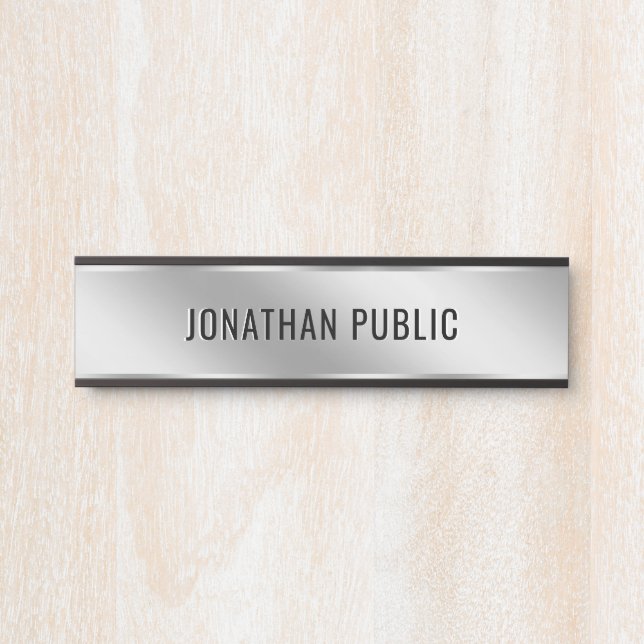 Elegant Modern Simple Custom Text Silver House Door Sign (Front)