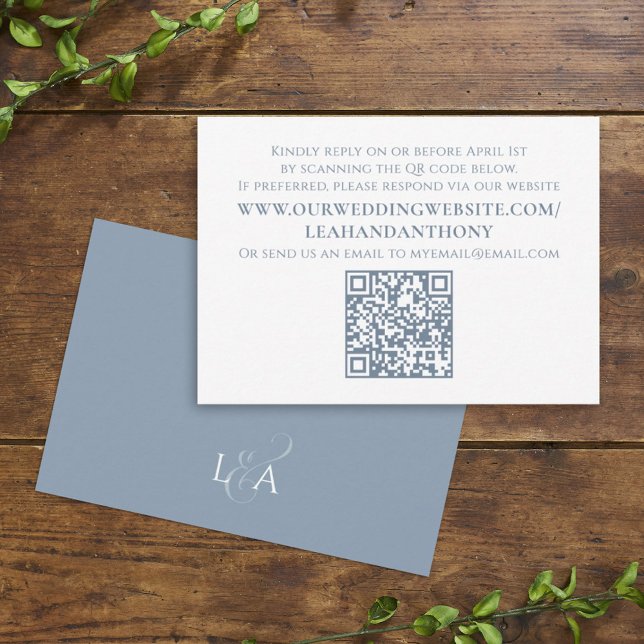 Elegant Modern Simple Dusty Blue QR Code Minimal Enclosure Card (Creator Uploaded)