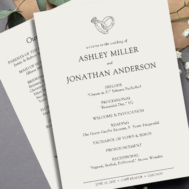 Elegant Modern Simple Elements Wedding Programme (Creator Uploaded)