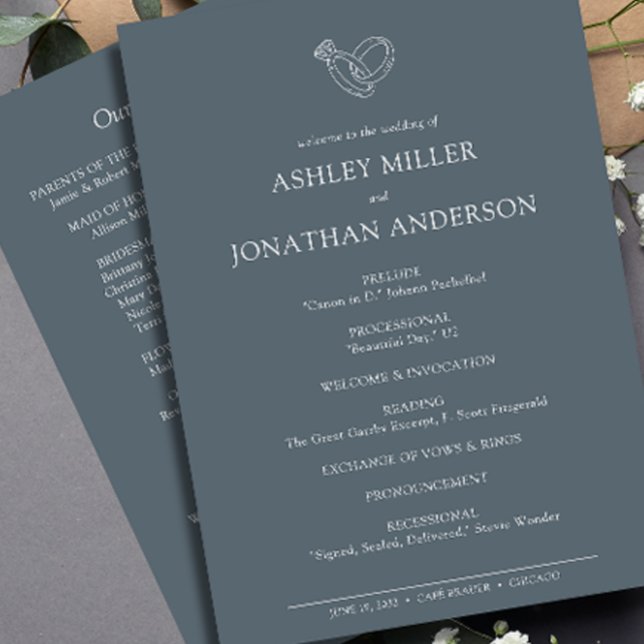 Elegant Modern Simple Elements Wedding Programme (Creator Uploaded)