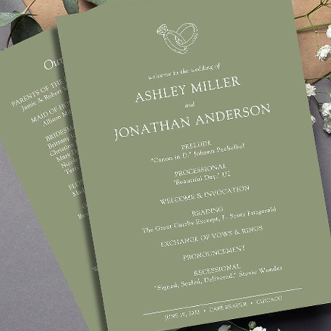 Elegant Modern Simple Elements Wedding Programme (Creator Uploaded)