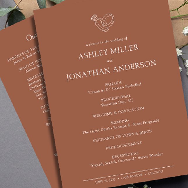 Elegant Modern Simple Elements Wedding Programme (Creator Uploaded)