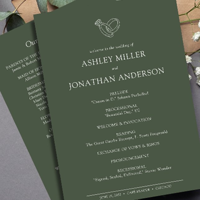 Elegant Modern Simple Elements Wedding Programme (Creator Uploaded)