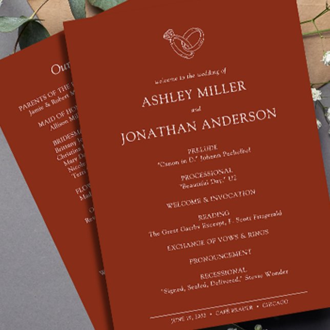 Elegant Modern Simple Elements Wedding Programme (Creator Uploaded)