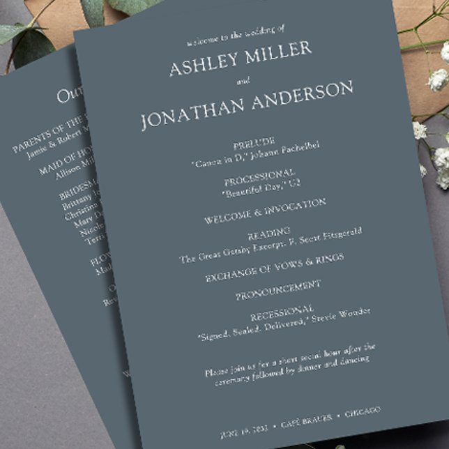 Elegant Modern Simple Elements Wedding Programme (Creator Uploaded)