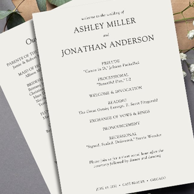 Elegant Modern Simple Elements Wedding Programme (Creator Uploaded)