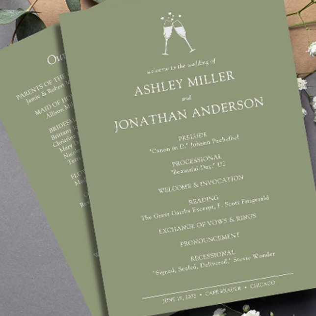 Elegant Modern Simple Elements Wedding Programme (Creator Uploaded)