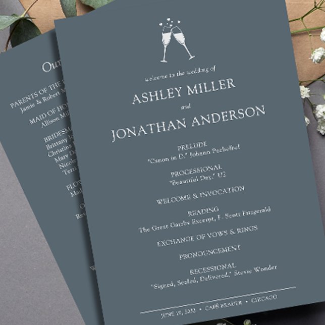 Elegant Modern Simple Elements Wedding Programme (Creator Uploaded)