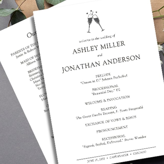 Elegant Modern Simple Elements Wedding Programme (Creator Uploaded)