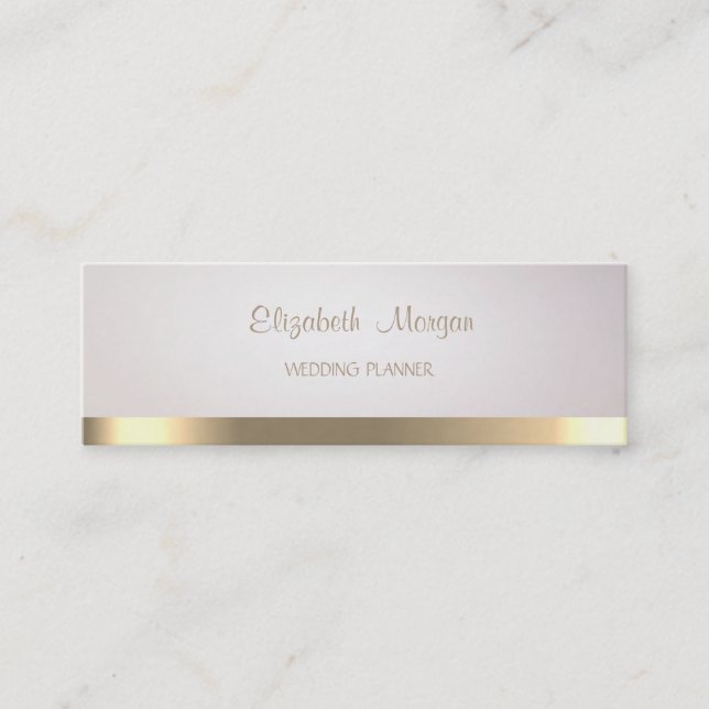 Elegant Modern Simple Faux Gold Stripe Mini Business Card (Front)